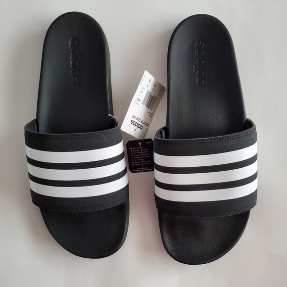 Adidas Men's Adilette CF + logo Slides, Black, 11 - Picture 2 of 8